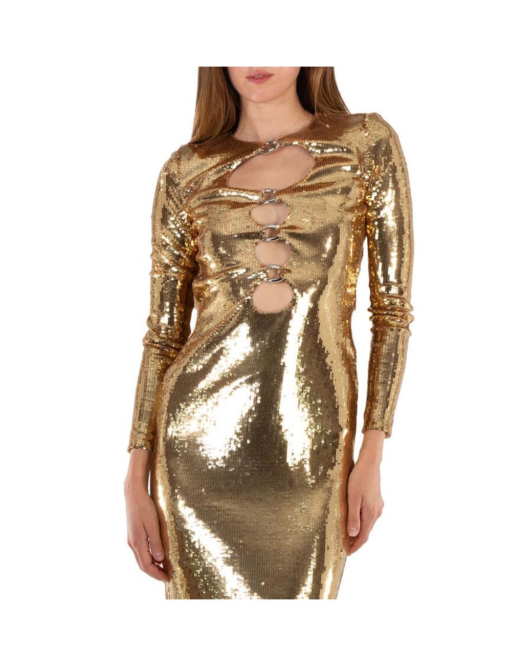 Burberry Corrine Sequin Cut-Out Maxi Dress in Metallic | Lyst
