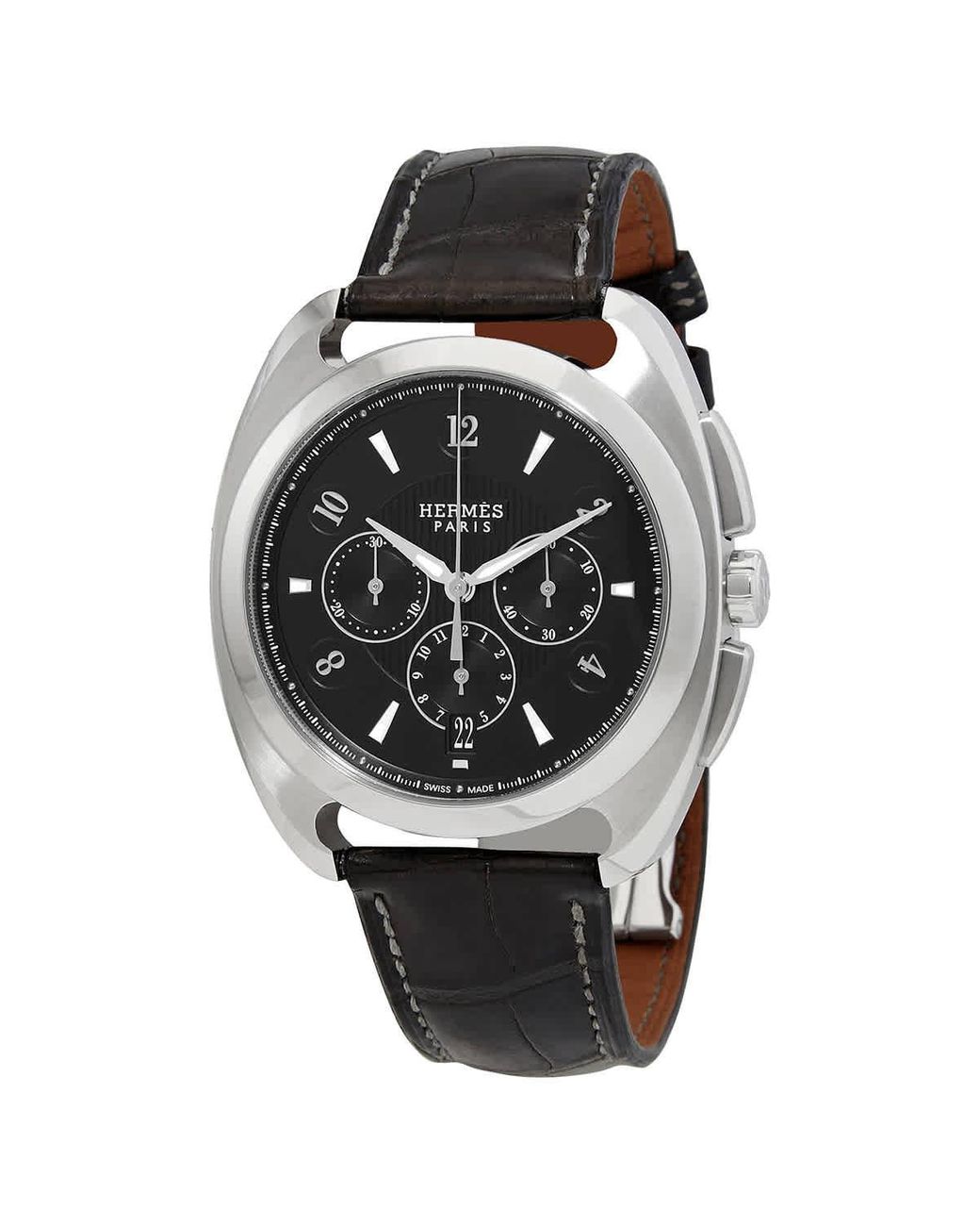 Hermès Dressage Chronograph Automatic Black Dial Watch in Metallic for