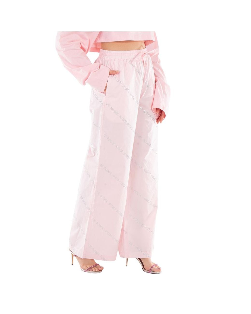 ROTATE BIRGER CHRISTENSEN Pink Ladies Crystal Poplin Pants