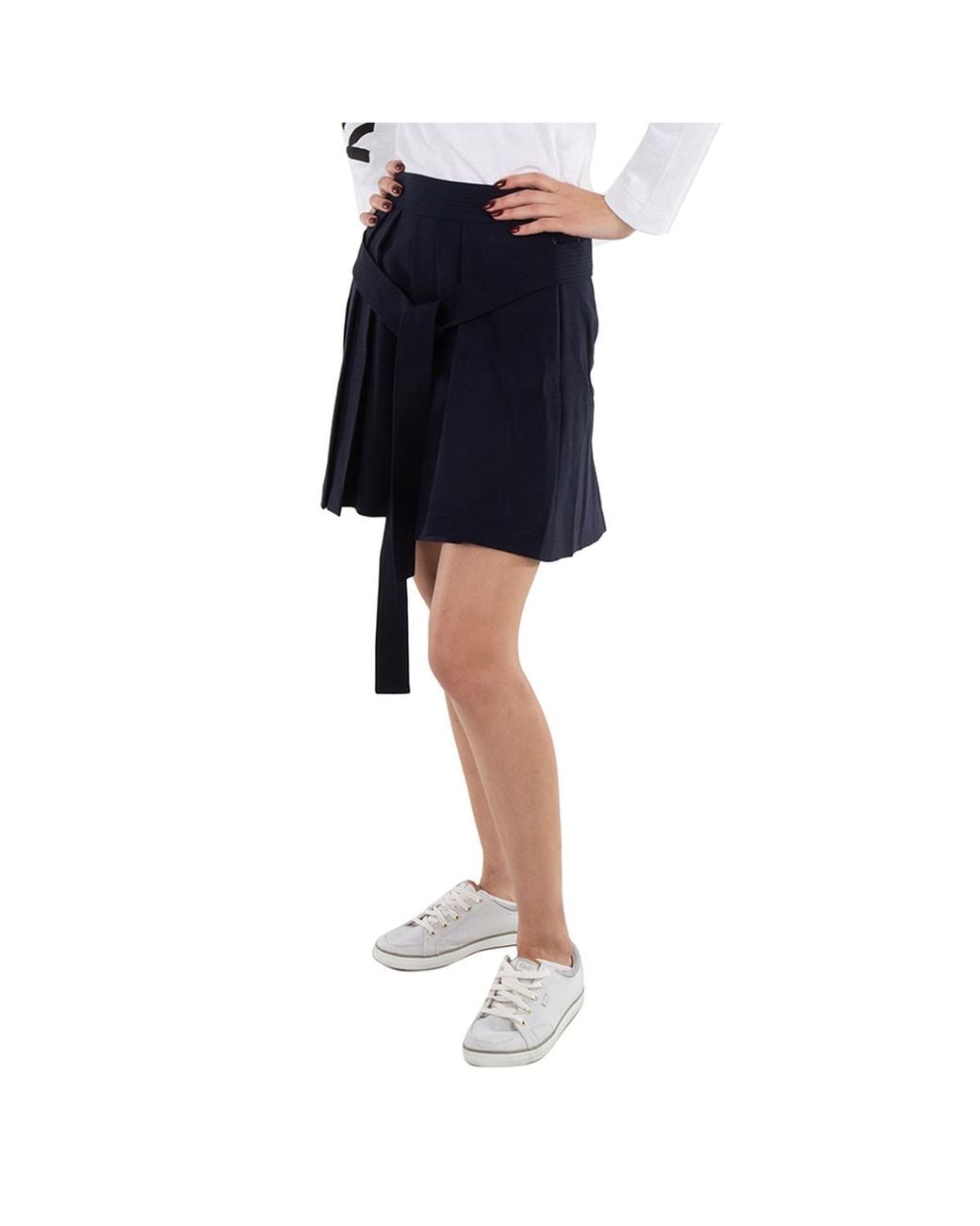 KENZO Blue A-Line Virgin Wool Pleated Mini Skirt, Brand Size 38 (Us