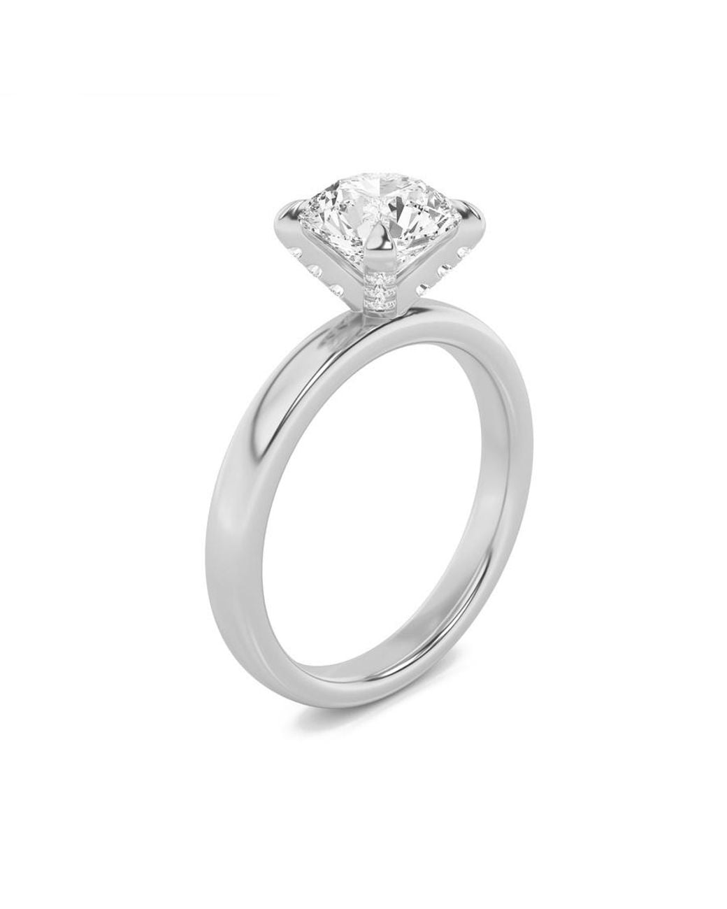 Mure And Co Metallic 2Ctw Round Shaped Lab Grown Diamond (F/Vs) Hidden Halo Petite Shank Ring for men