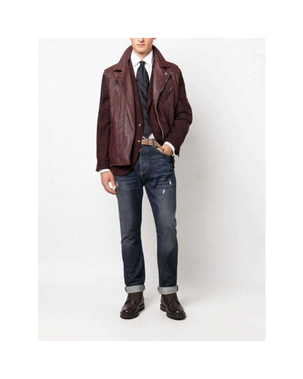 Brunello Cucinelli Purple Deep Burgundy Plaid Deconstructed Blazer, Brand Size 48 (Us for men