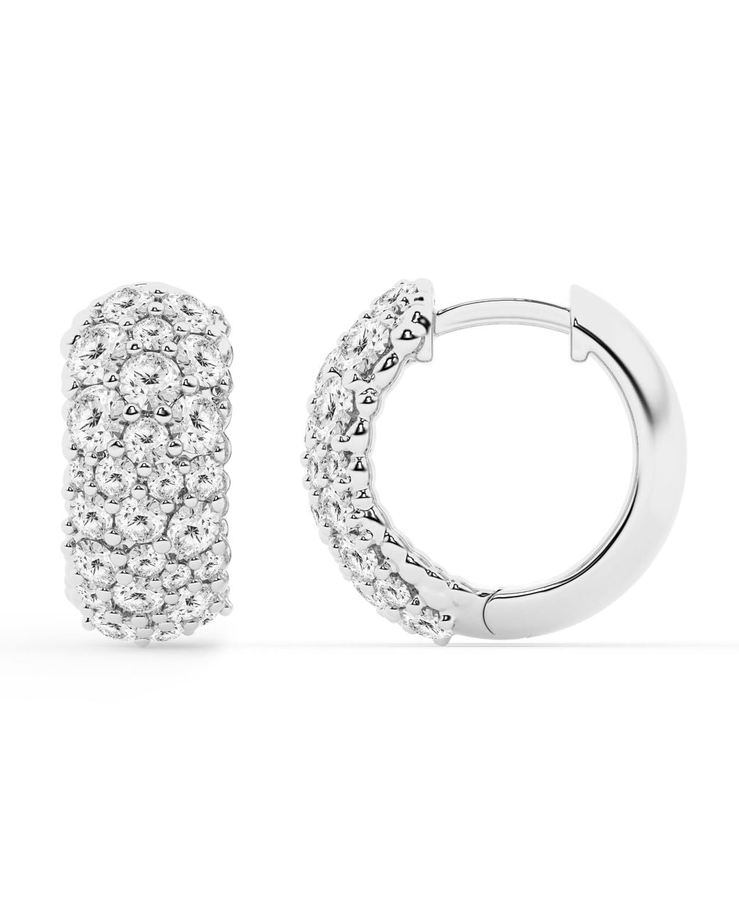 Brilliant Diamond Metallic 2 Carat Round Lab Grown Cluster Diamond Hoop Earrings for men