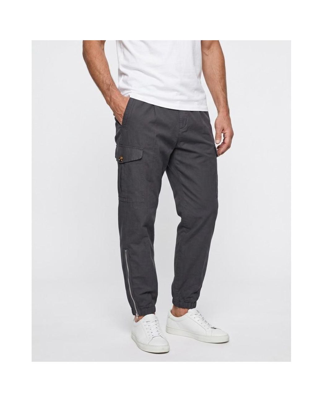 Brunello Cucinelli Gray Anthracite Linen Blend Cargo Trousers, Brand Size 46 (Us for men