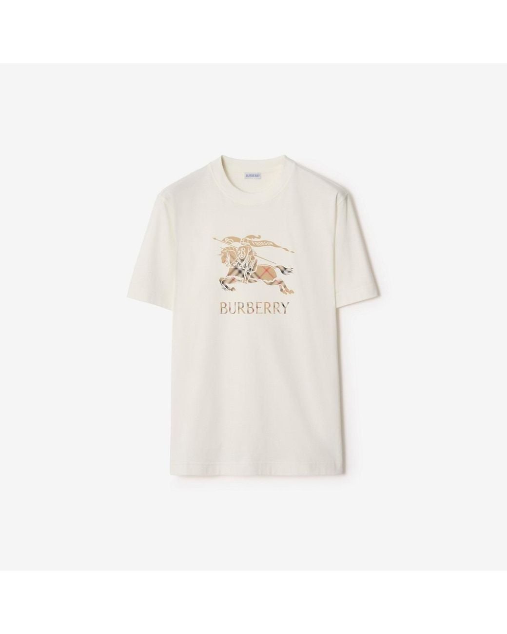 Burberry White Knight Ombre Cotton T-Shirt for men