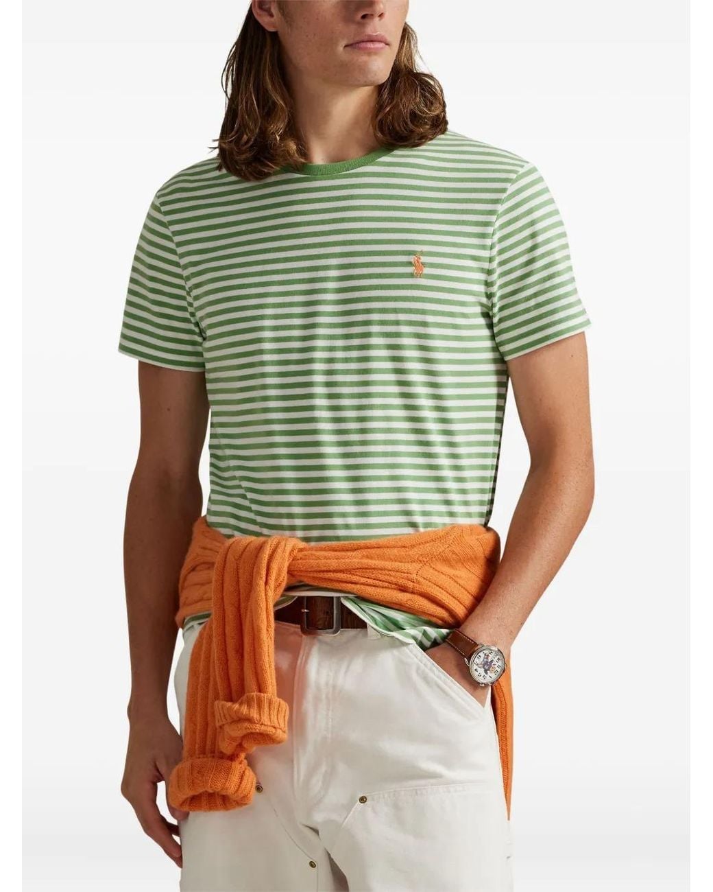 Polo Ralph Lauren Green Striped Jersey T-Shirt for men