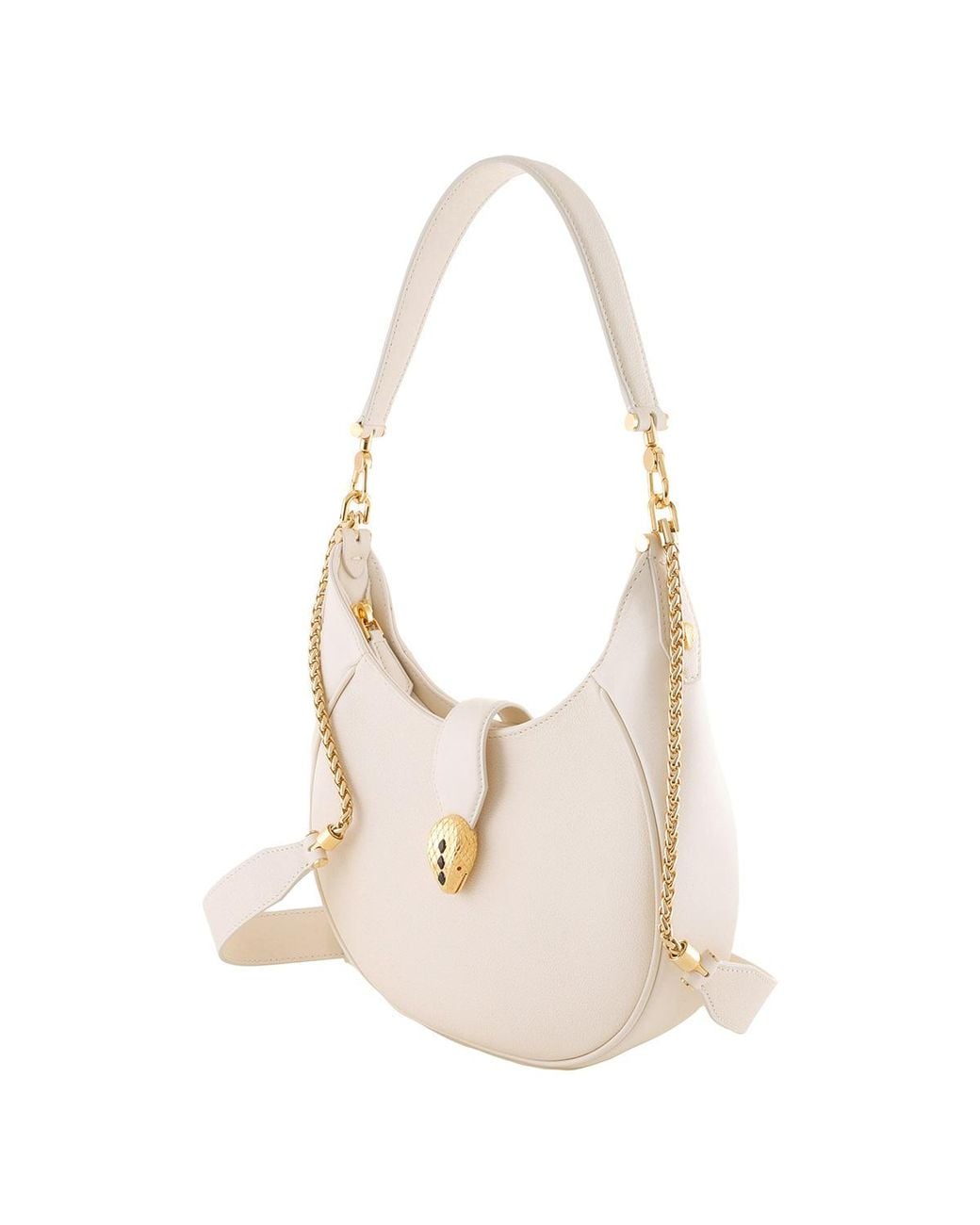 BVLGARI Natural Ivory Serpenti Ellipse Leather Shoulder Bag 291639