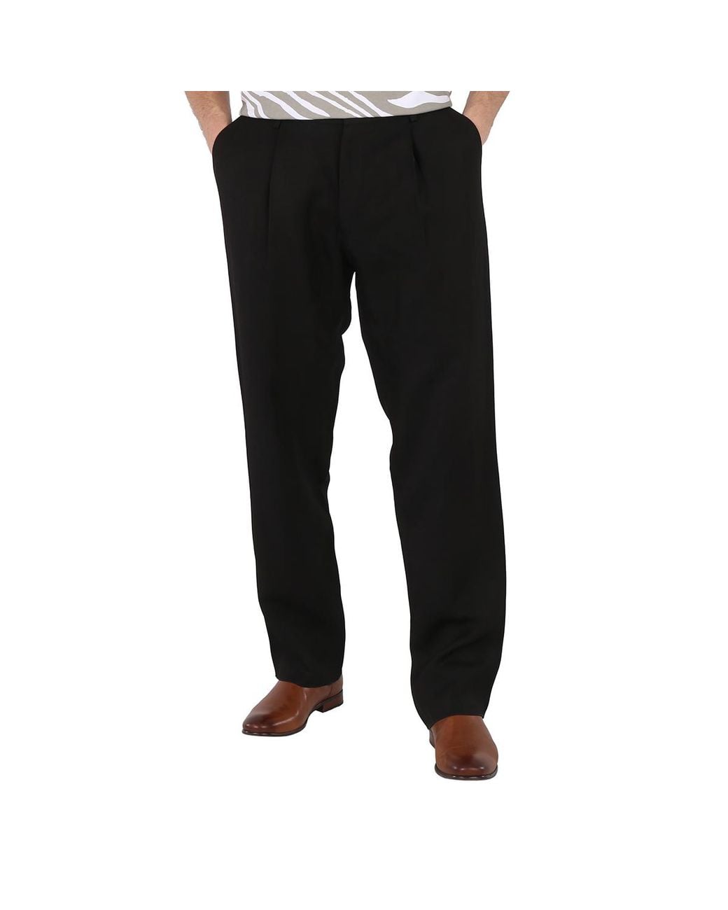 Roberto Cavalli Black Pleated Trousers, Brand Size 52 (Waist for men