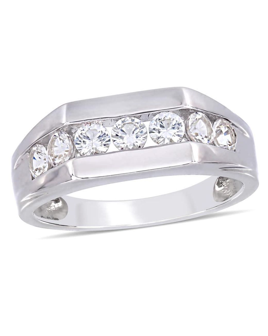 Amour Metallic Channel Set Created Sapphire Ring for men
