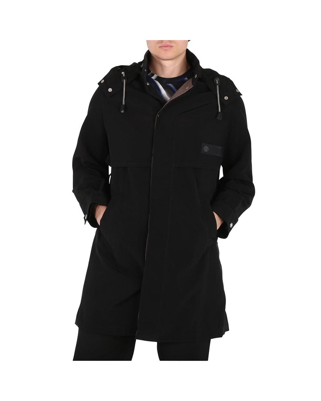 Roberto Cavalli Black Nylon Hooded Parka, Brand Size 50 (Us for men