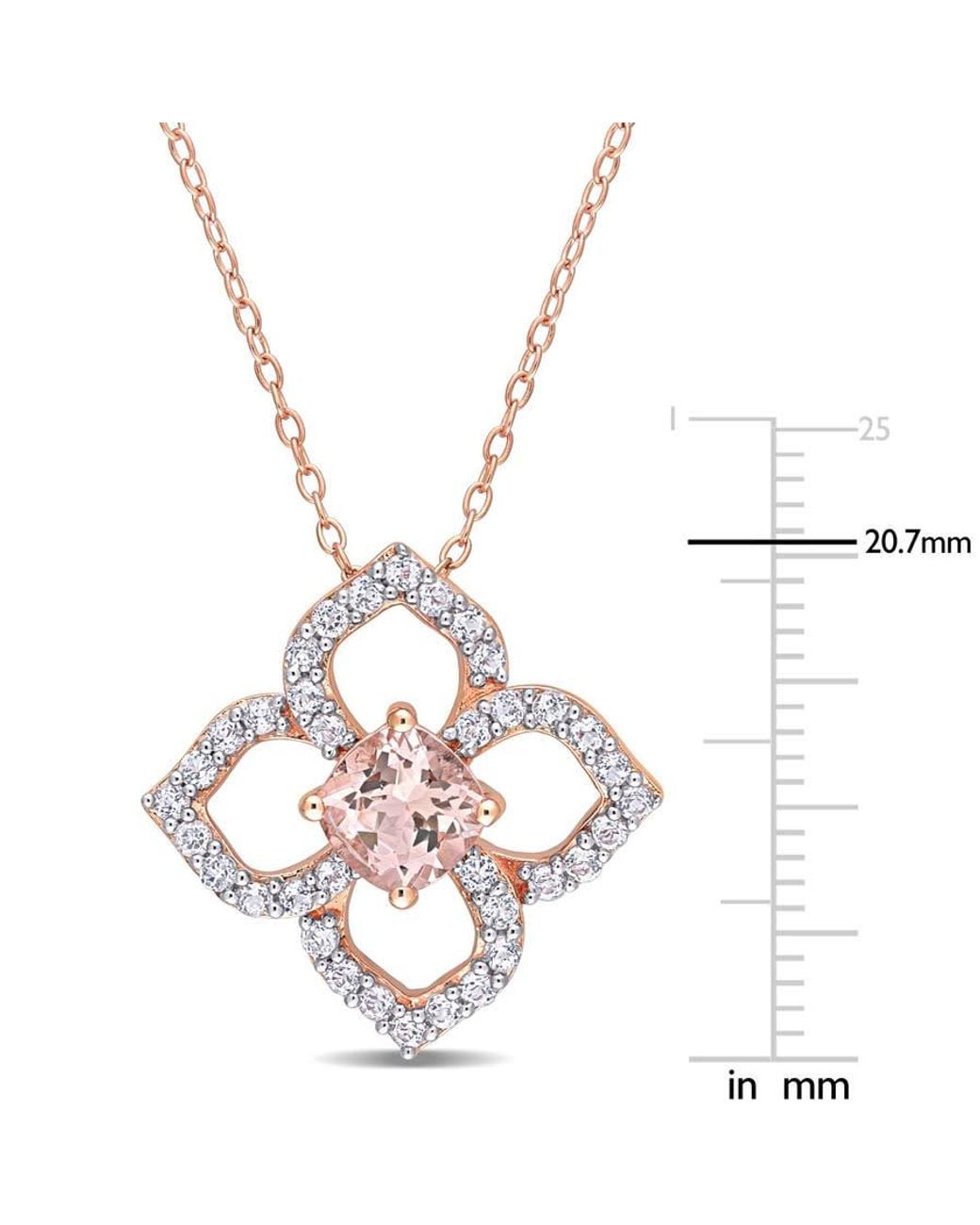 Amour Metallic 2 Ct Tgw Morganite And Topaz Floral Pendant With Chain for men
