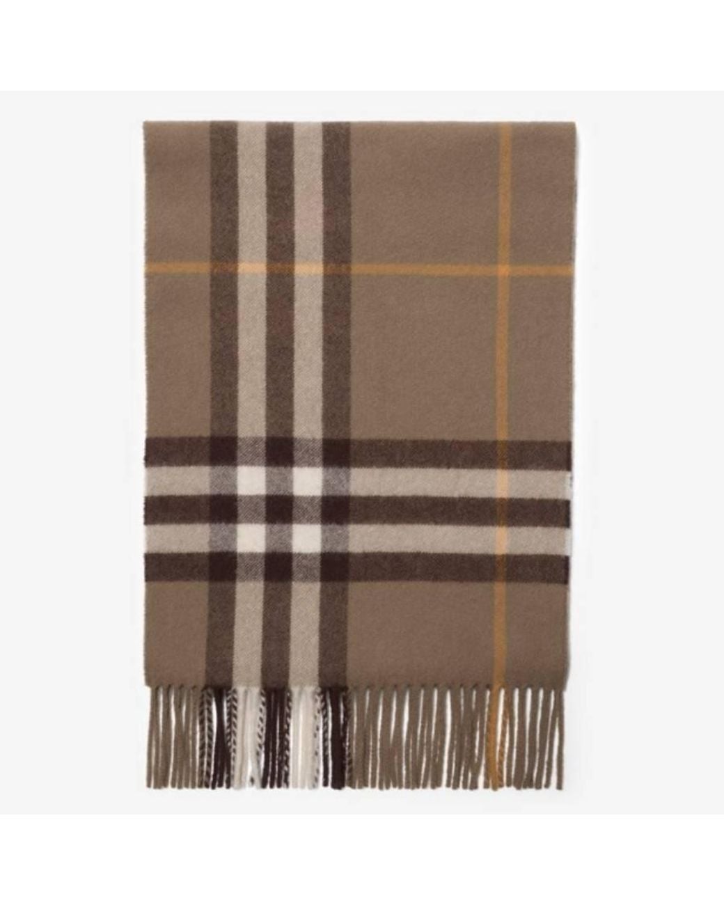 Burberry Brown Check Fringed Cashmere Scarf for men