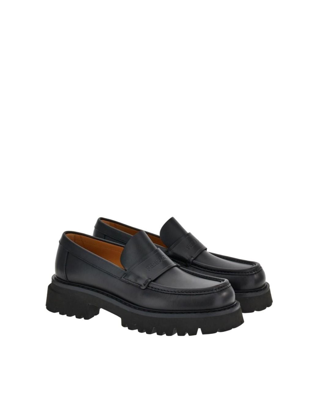 Ferragamo Black Fergal Chunky Loafers, Size 7 for men