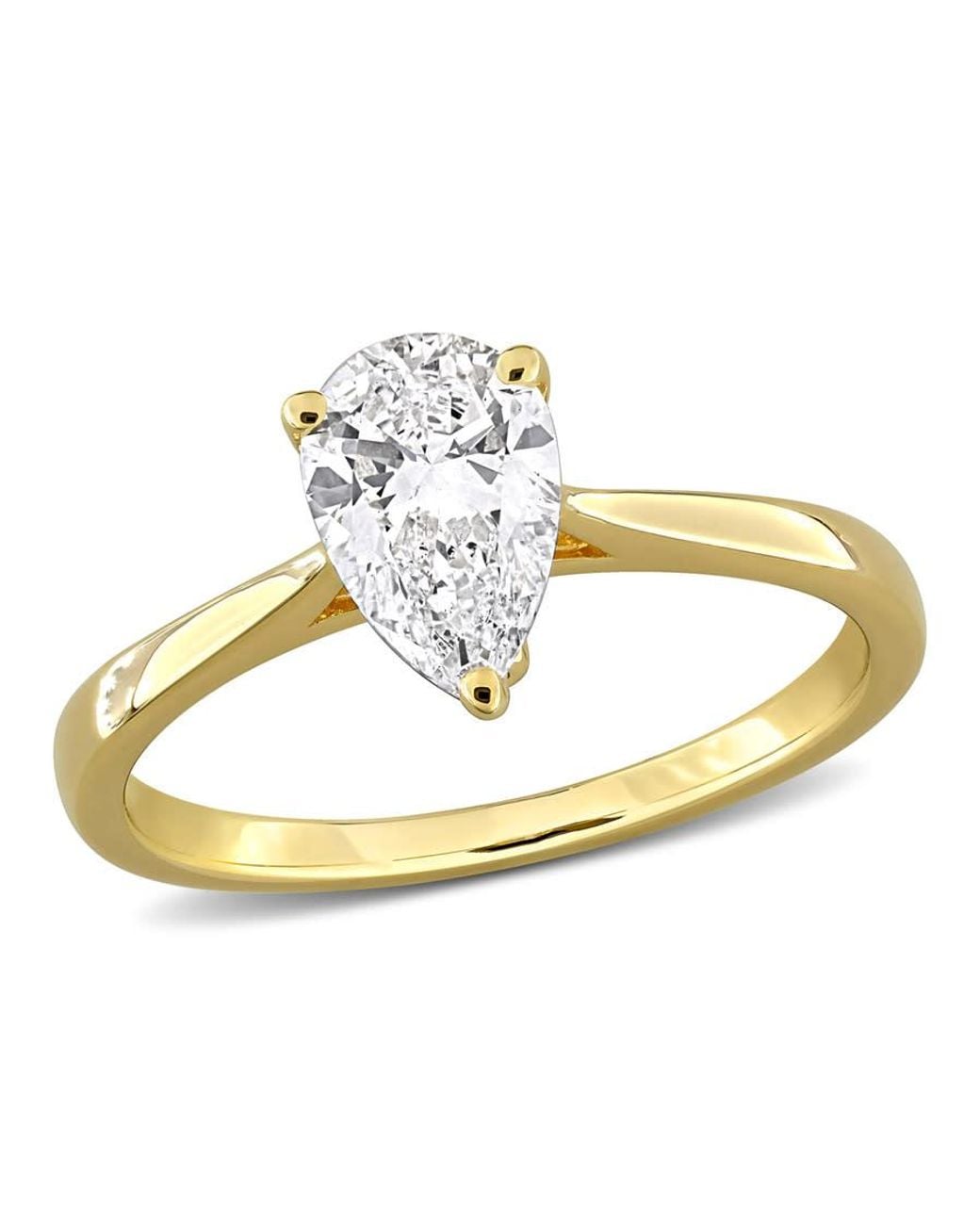 Created Forever Metallic 1Ct Tw Pear-Shaped Lab-Grown Diamond Solitaire Engagement Ring With Side Accents for men
