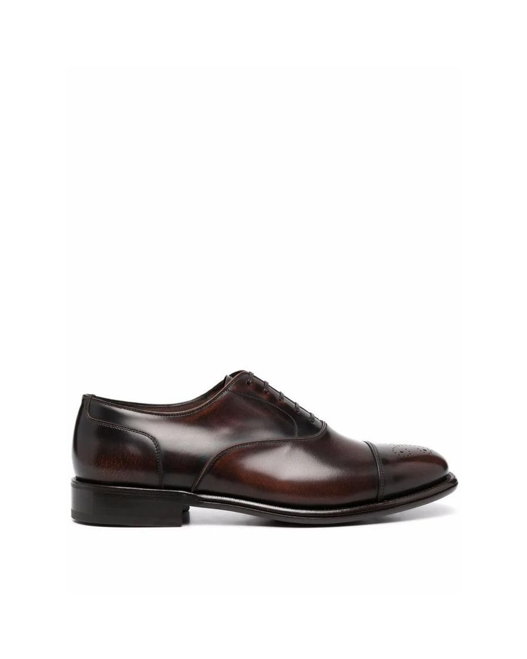 Ferragamo Brown Perforated-Design Oxford Shoes for men