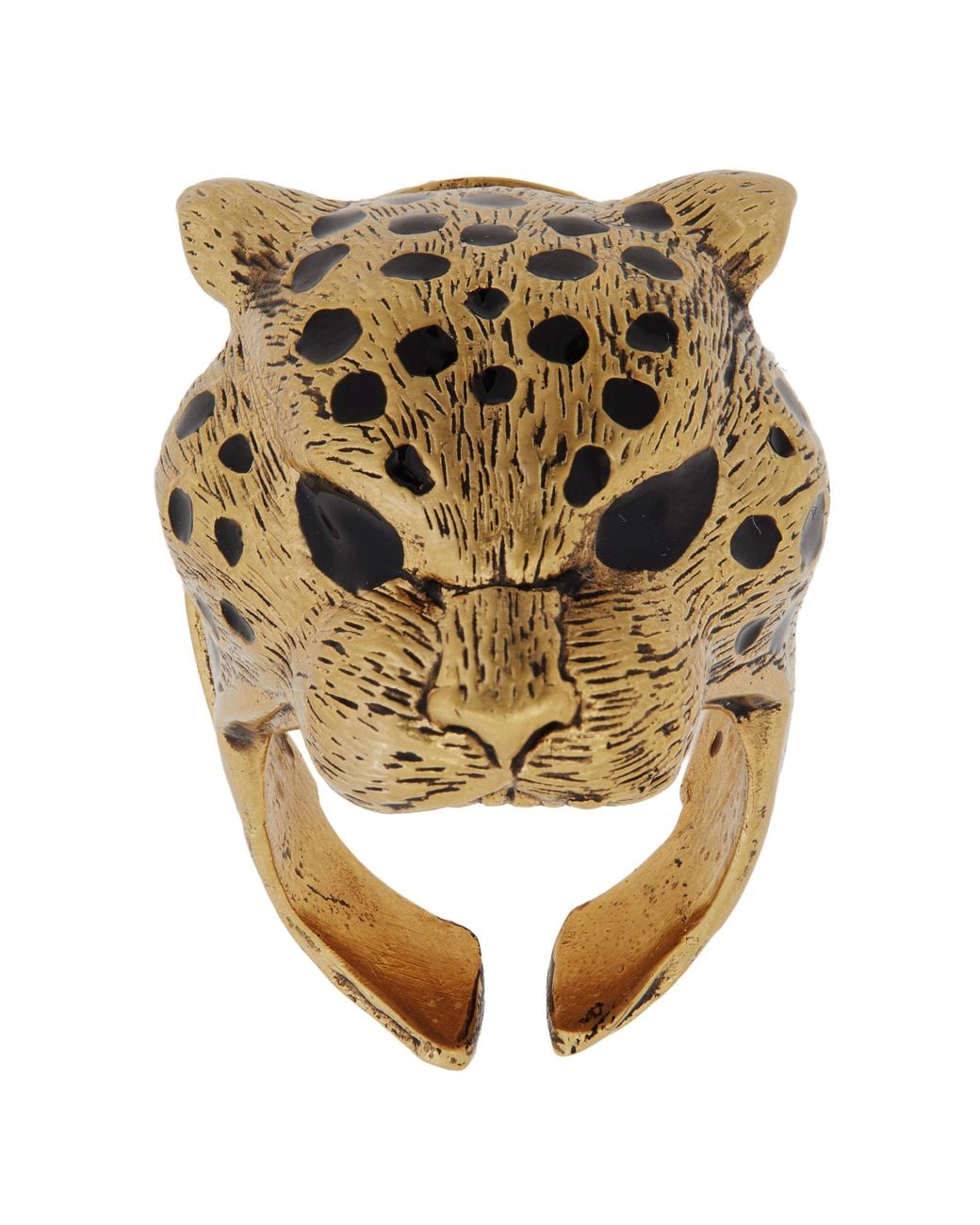 Roberto Cavalli Metallic Tone Crystal Panther Head Ring for men