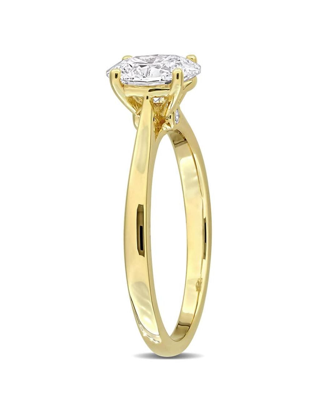 Created Forever Metallic 1Ct Tw Oval-Cut Lab-Grown Diamond Solitaire Engagement Ring With Side Accents for men