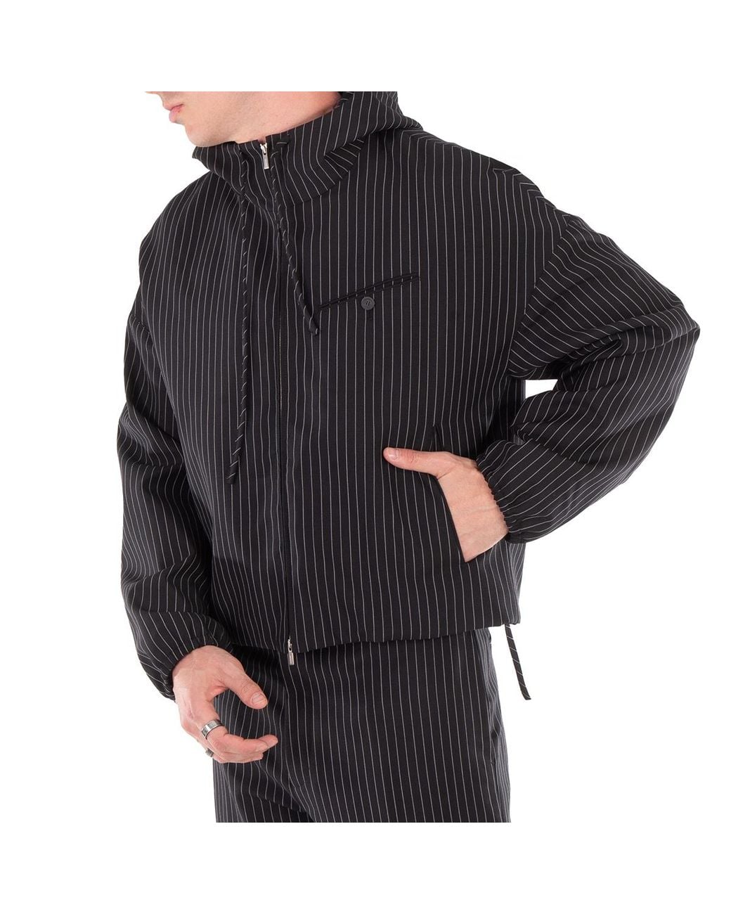 Ferragamo Black Ferragamo Drawstring Hooded Jacket for men