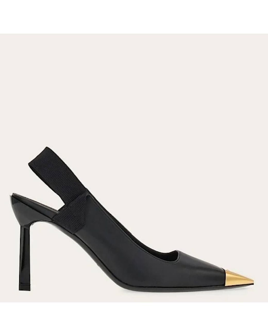 Ferragamo Black Alhena 85 Pointed-Toe Slingback High Heels