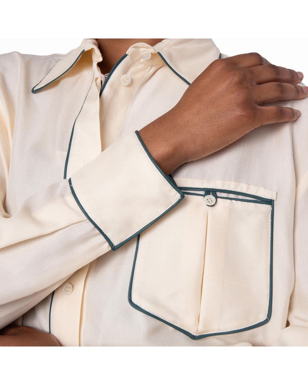 Bally Natural Contrast Piping Relaxed Silk Shirt