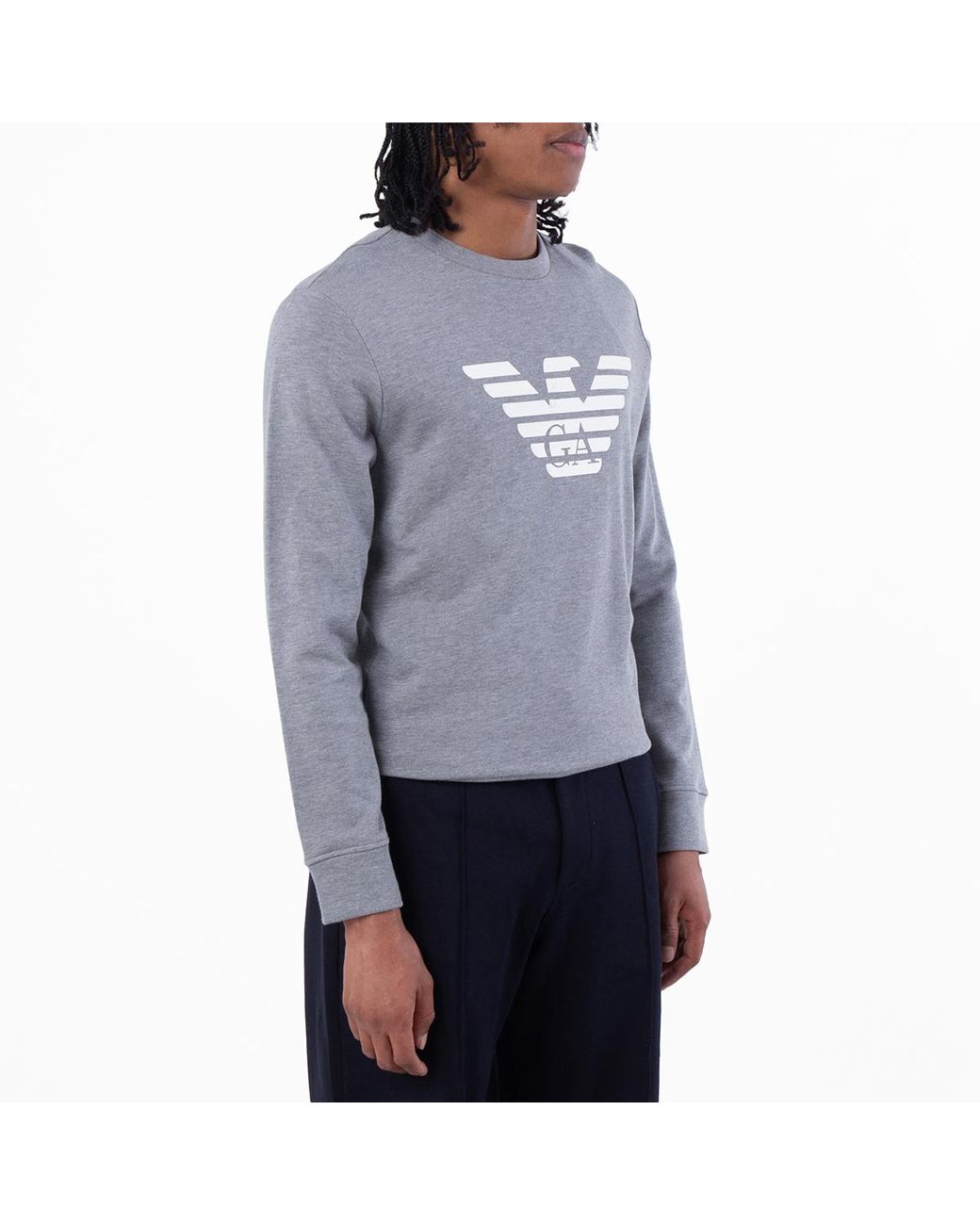 Emporio Armani Blue Modal-Blend Sweatshirt With Logo Print for men