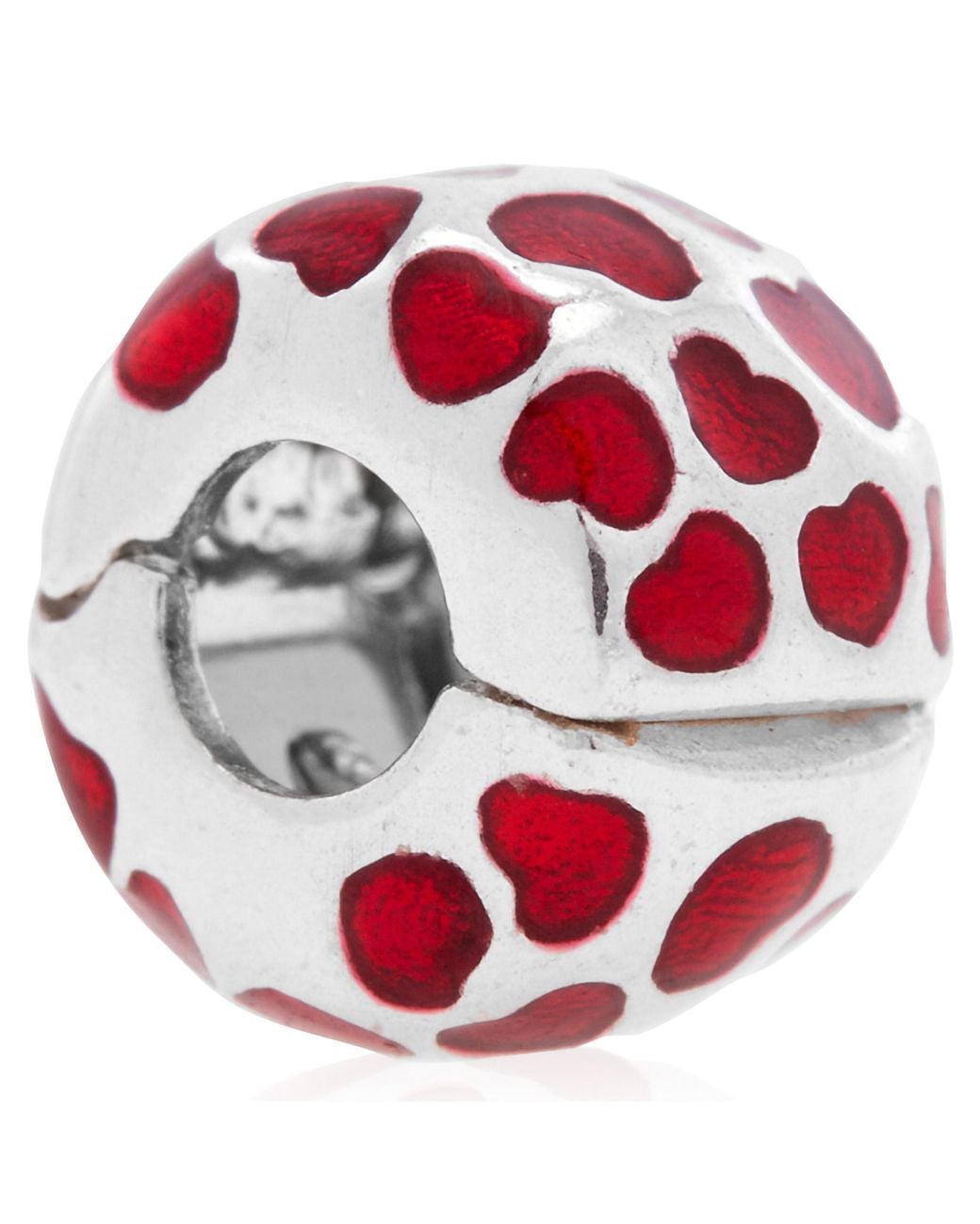 Pandora Red Ladies Hearts Round Clip Charm