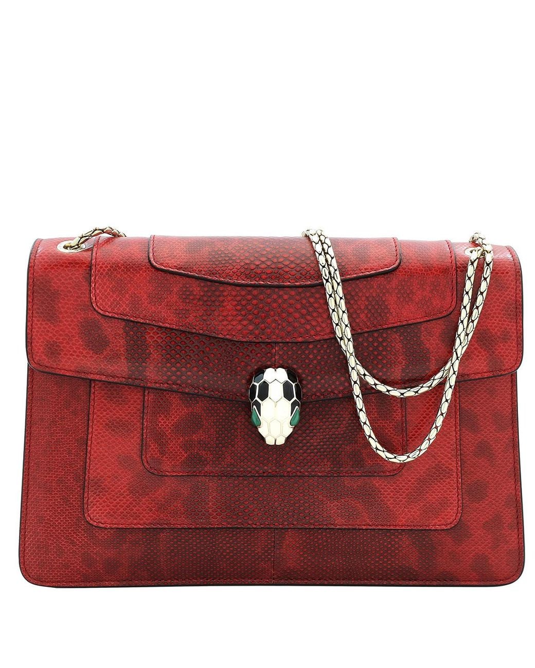 BVLGARI Red Mini Karung Serpenti Forever Shoulder Bag