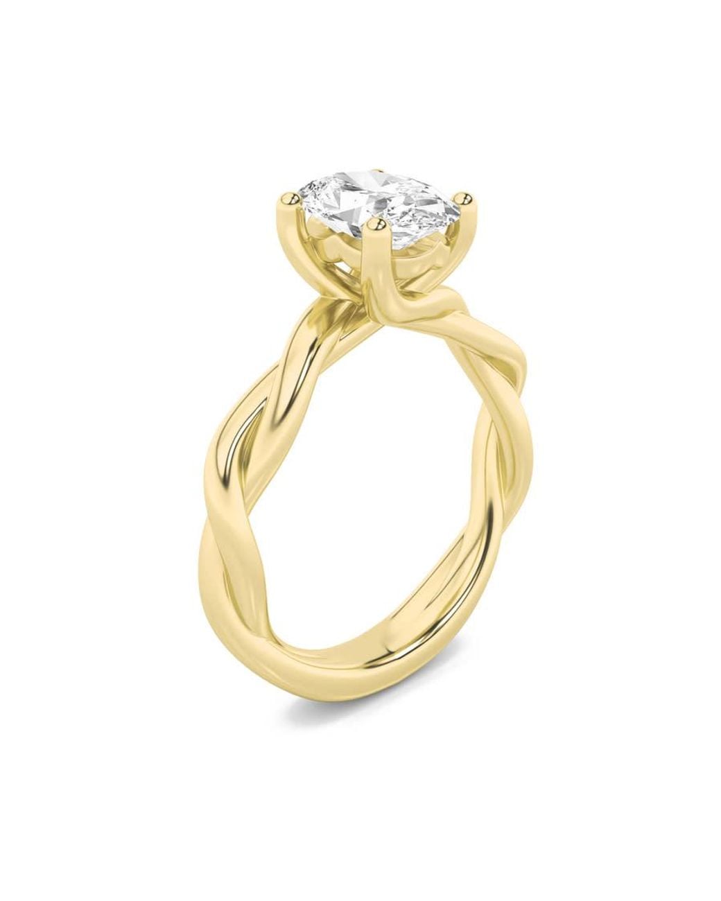 Mure And Co Metallic 1Ctw Oval Shaped Lab Grown Diamond (F/Vs) Twisted Shank Solitaire Engagement Ring for men
