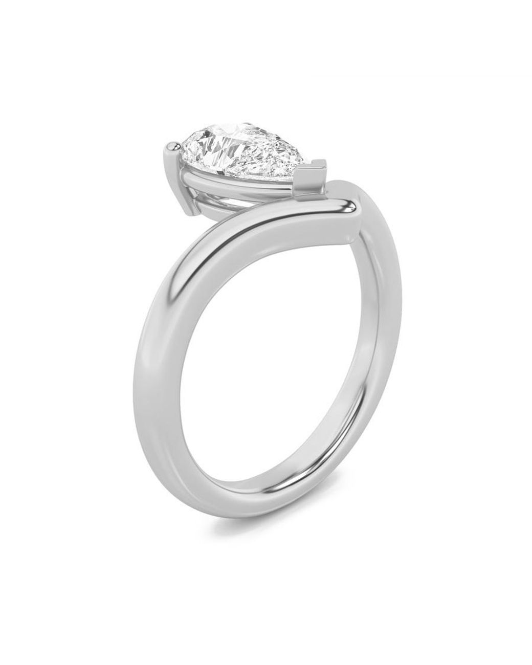 Mure And Co Metallic 1.5Ctw Pear Shaped Lab Grown Diamond (F/Vs) Chevron Solitaire Engagement Ring for men