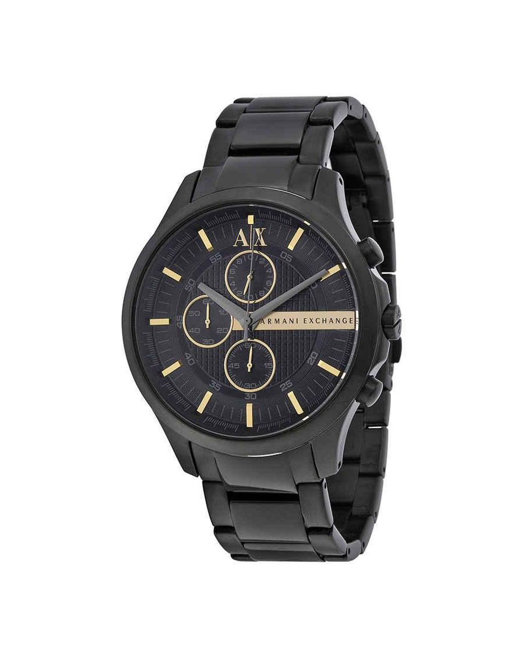 armani exchange chronograph black dial and black ip plated bracelet mens watch