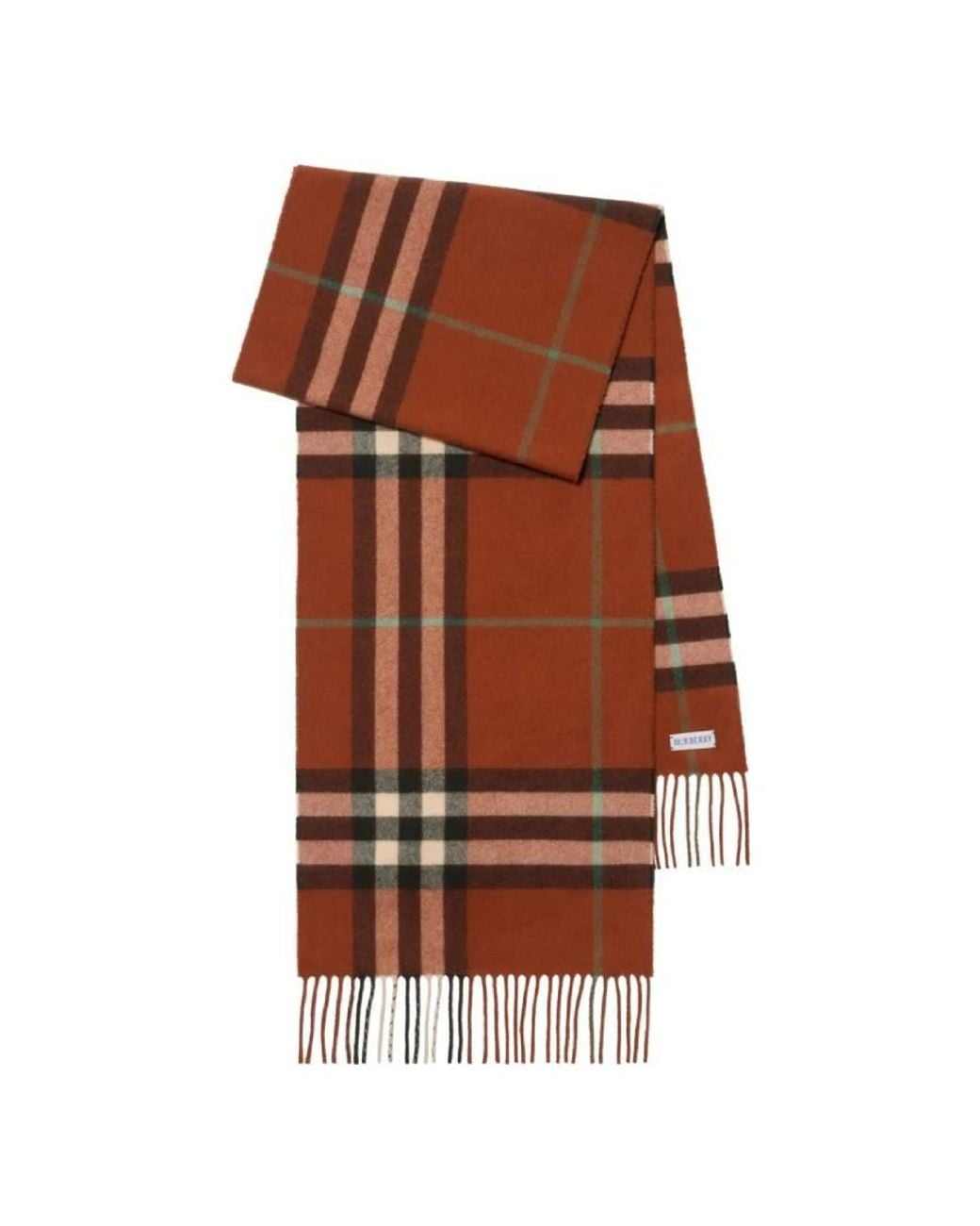 Burberry Brown Check Fringed Cashmere Scarf for men