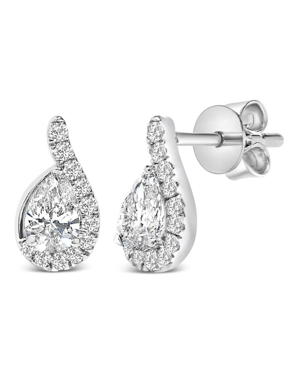 Haus of Brilliance Metallic 14K 5/8 Cttw Lab Grown Diamond Tear Drop Halo Stud Earring for men