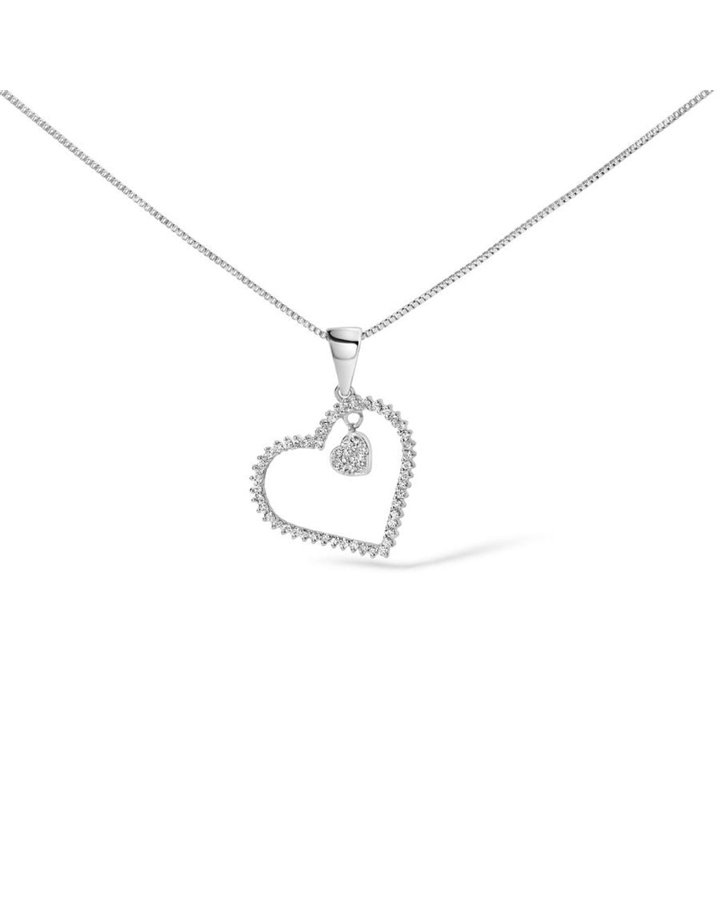 Haus of Brilliance Metallic 925 Sterling 1/3Ct Tdw Diamond Heart Pendant Necklace for men
