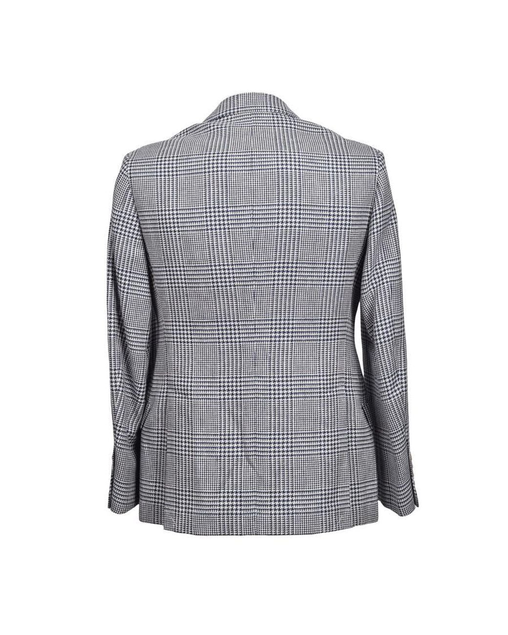 Brunello Cucinelli Gray Silk Blend Houndstooth Blazer, Brand Size 46 (Us for men