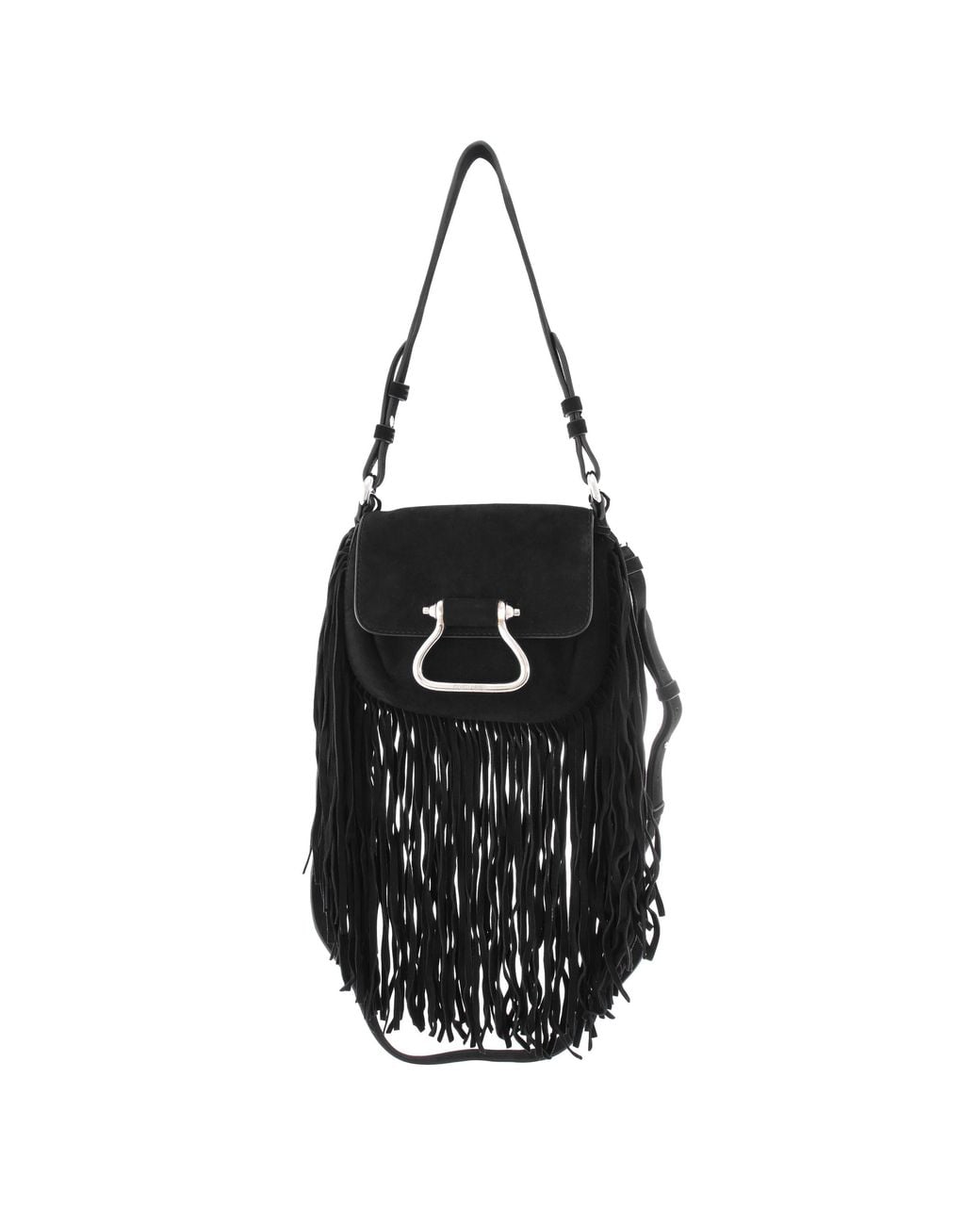 Roberto Cavalli Black Fringe Bucket Bag for men