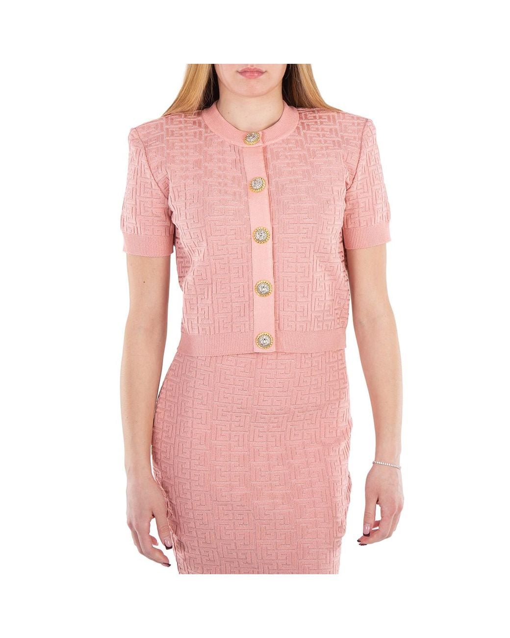 Balmain Pink Pb Labyrinth Knit Cardigan for men