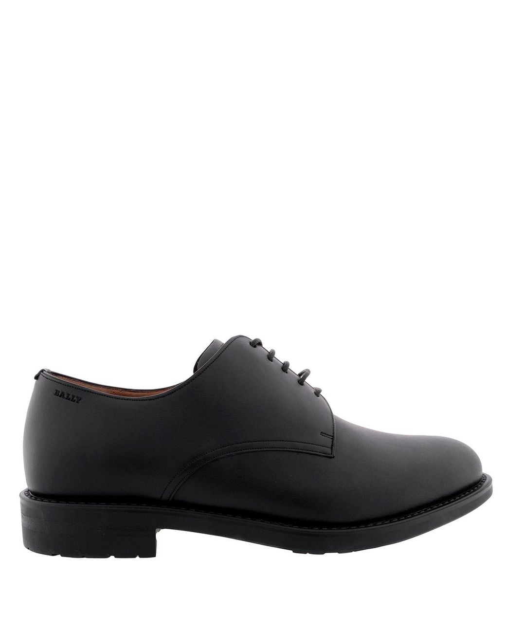 Bally Black Albin Leather Derby Lace-Up Shoes, Brand Size 4.5 Us for men