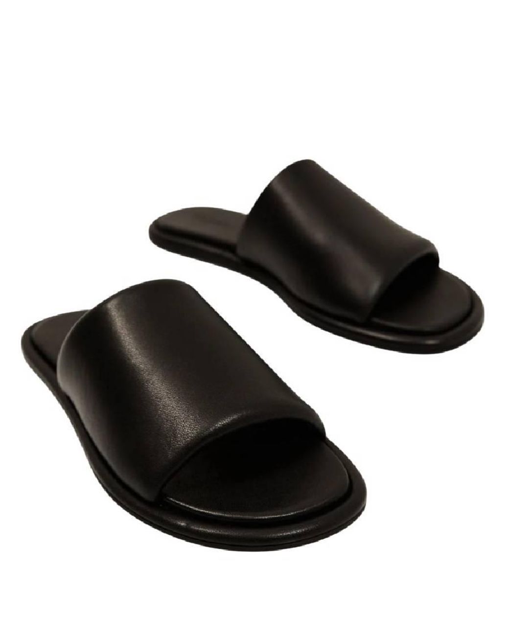 St. Agni Black Everyday Padded Leather Slides, Brand Size 36