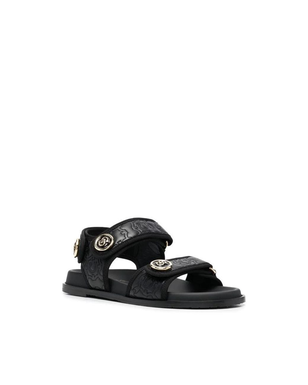 Ferragamo Black Logo-Plaque Detail Sandals
