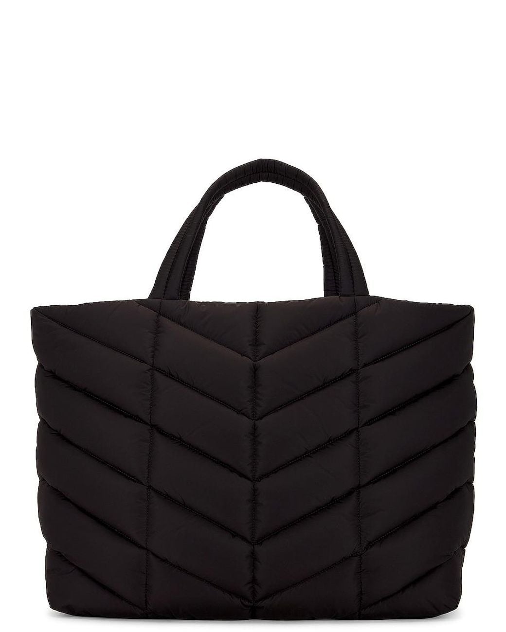 Saint Laurent Black Chevron Quilted Puffer Tote Bag for men