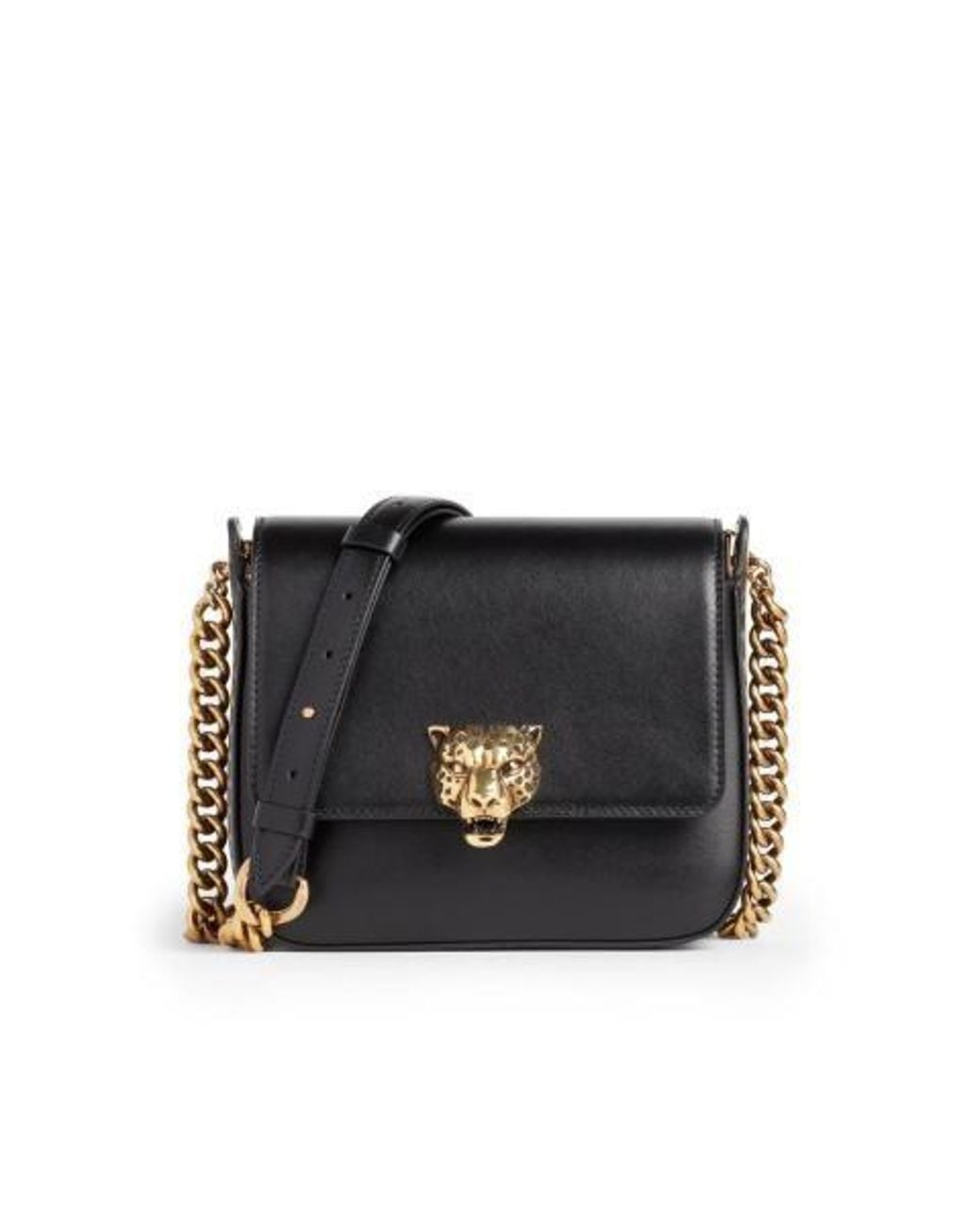 Roberto Cavalli Black Panther Head Leather Chain Wallet for men