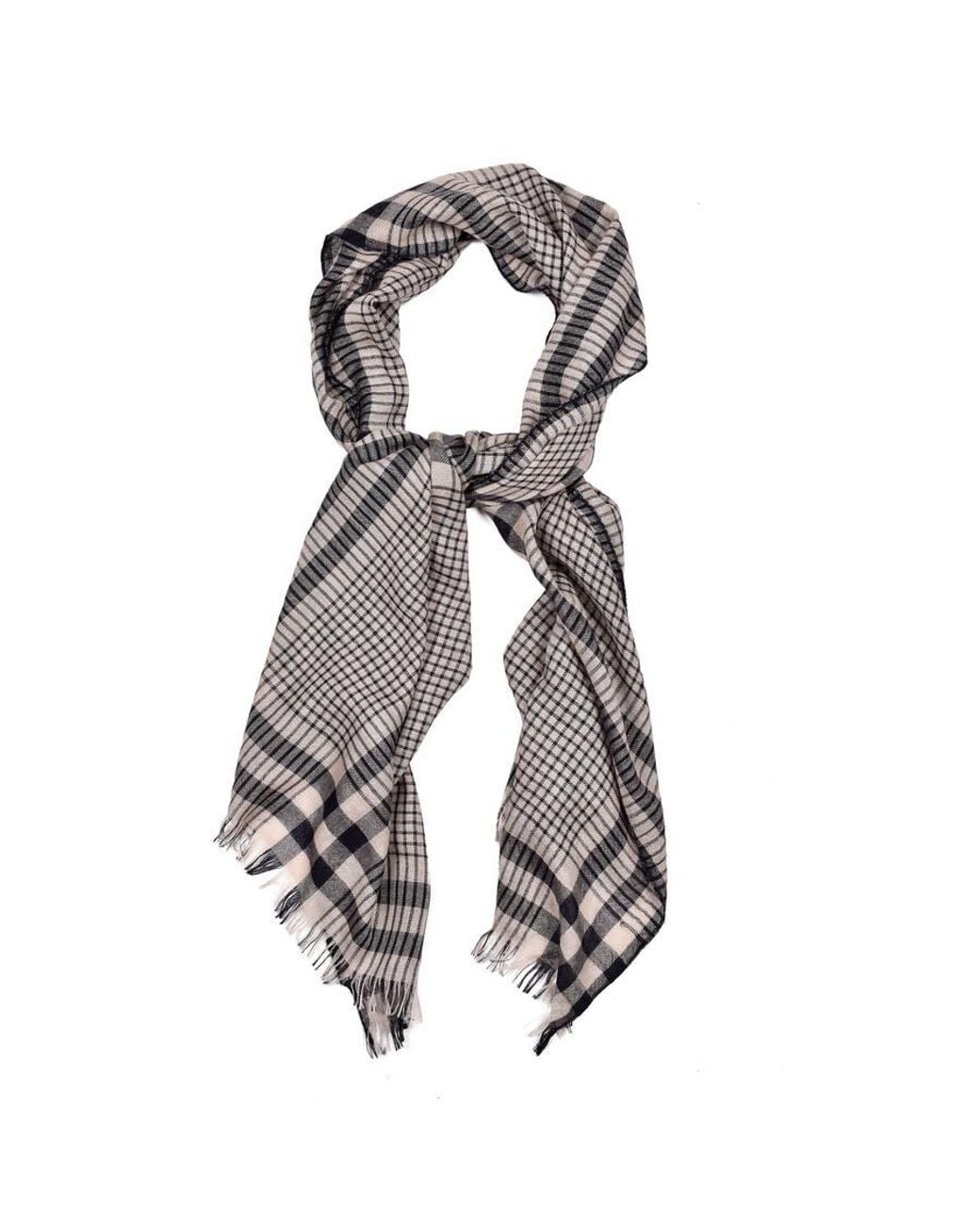 Blend In Brunello Cucinelli Desert Wool Silk Blend Checkered Scarf in Grey for ...
