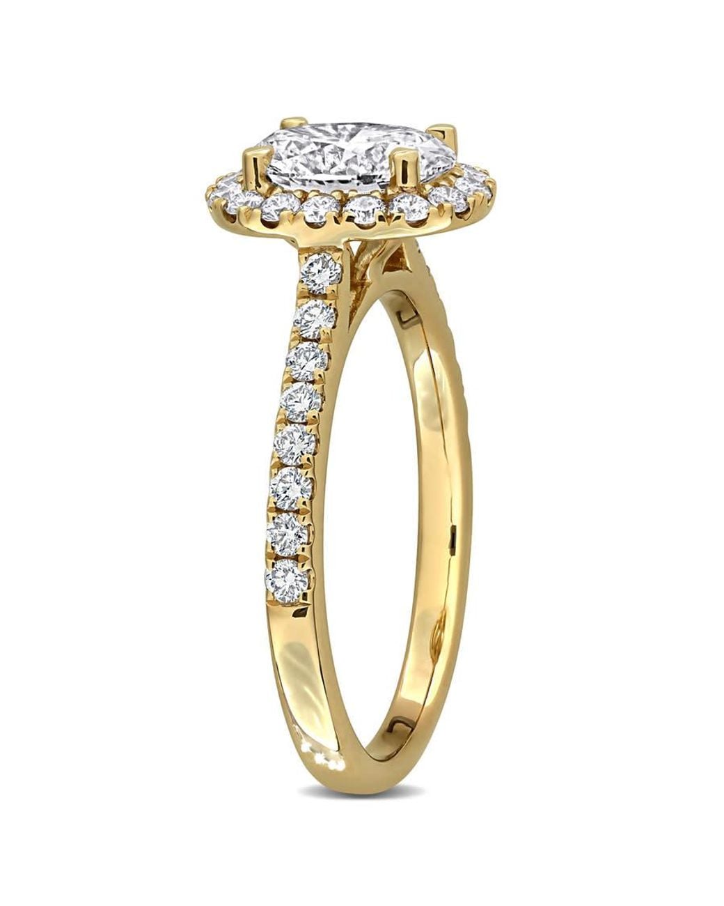 Created Forever Metallic 1 1/2Ct Tw Oval And Round-Cut Lab Grown Diamond Halo Engagement Ring for men