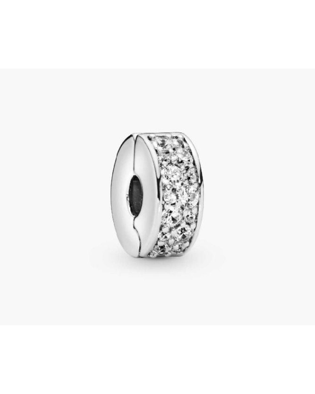 Pandora White Clip With Clear Cubic Zirconia And Silicone Grip for men