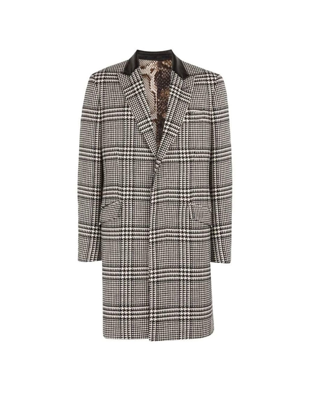 Roberto Cavalli Gray Houndstooth Single-Breasted Coat, Brand Size 48 Us for men