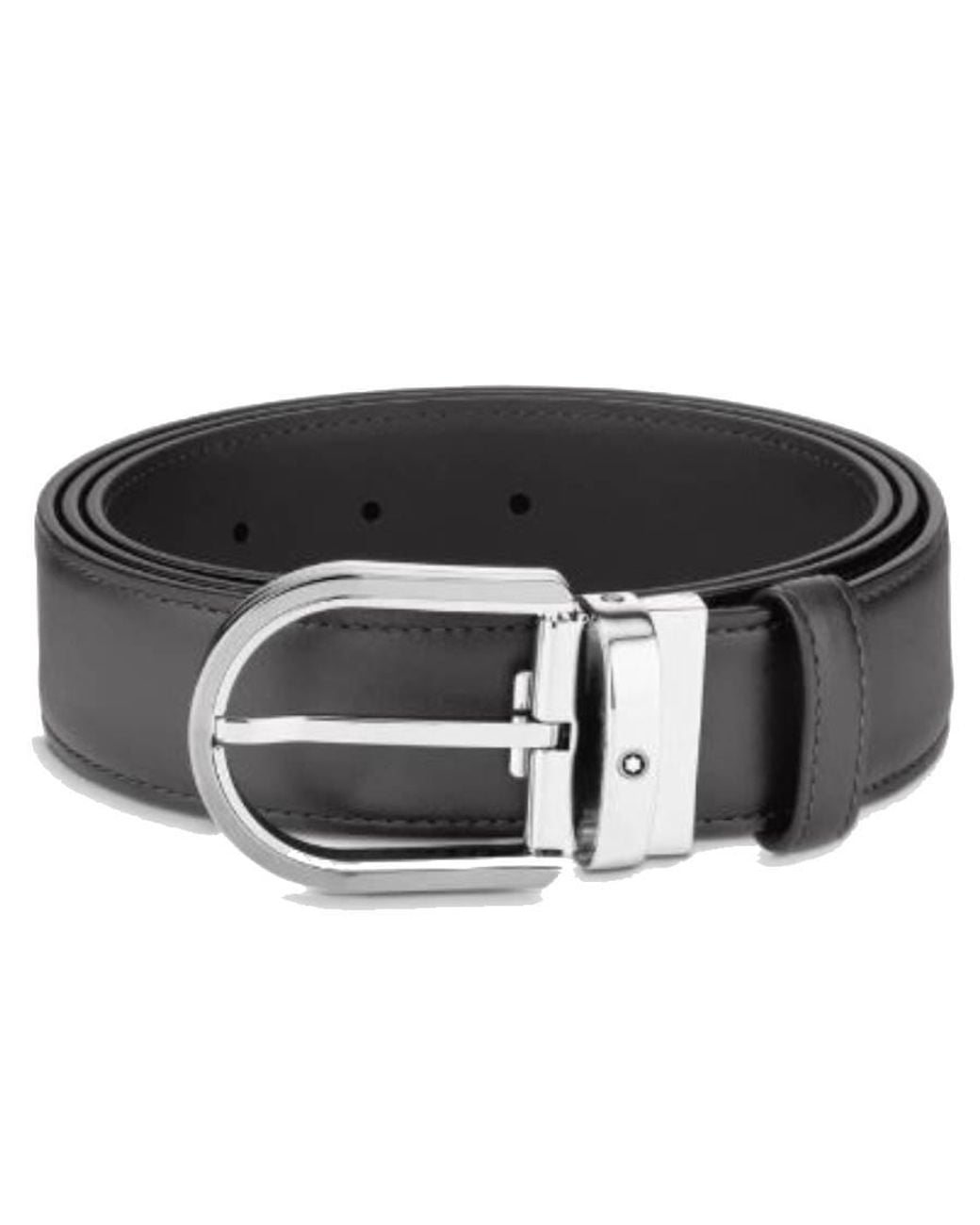 Montblanc Black Horseshoe Buckle Adjustable Leather Belt