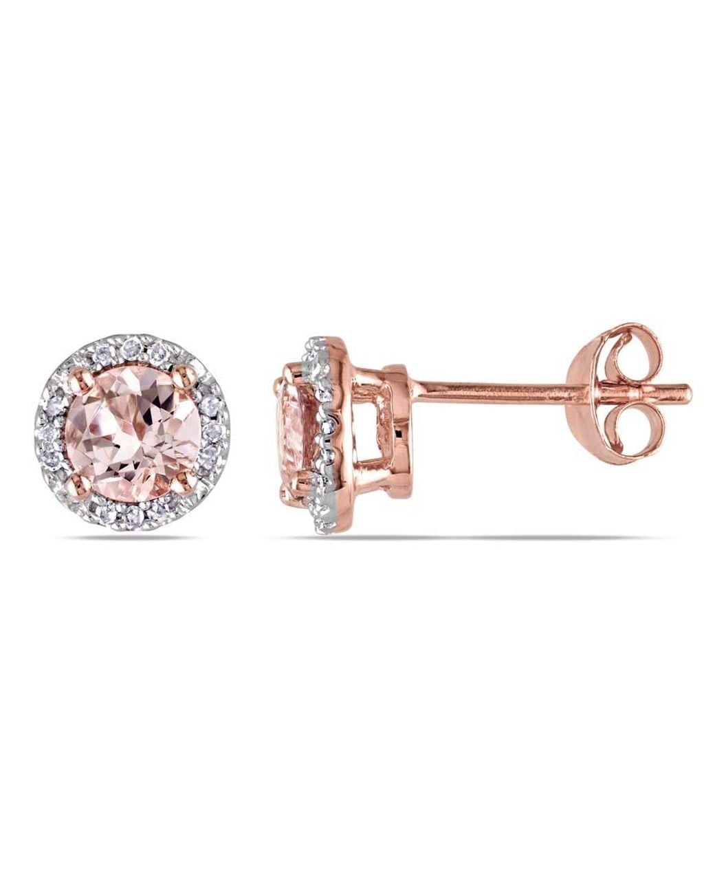 Amour Pink Morganite And Diamond Halo Stud Earrings for men