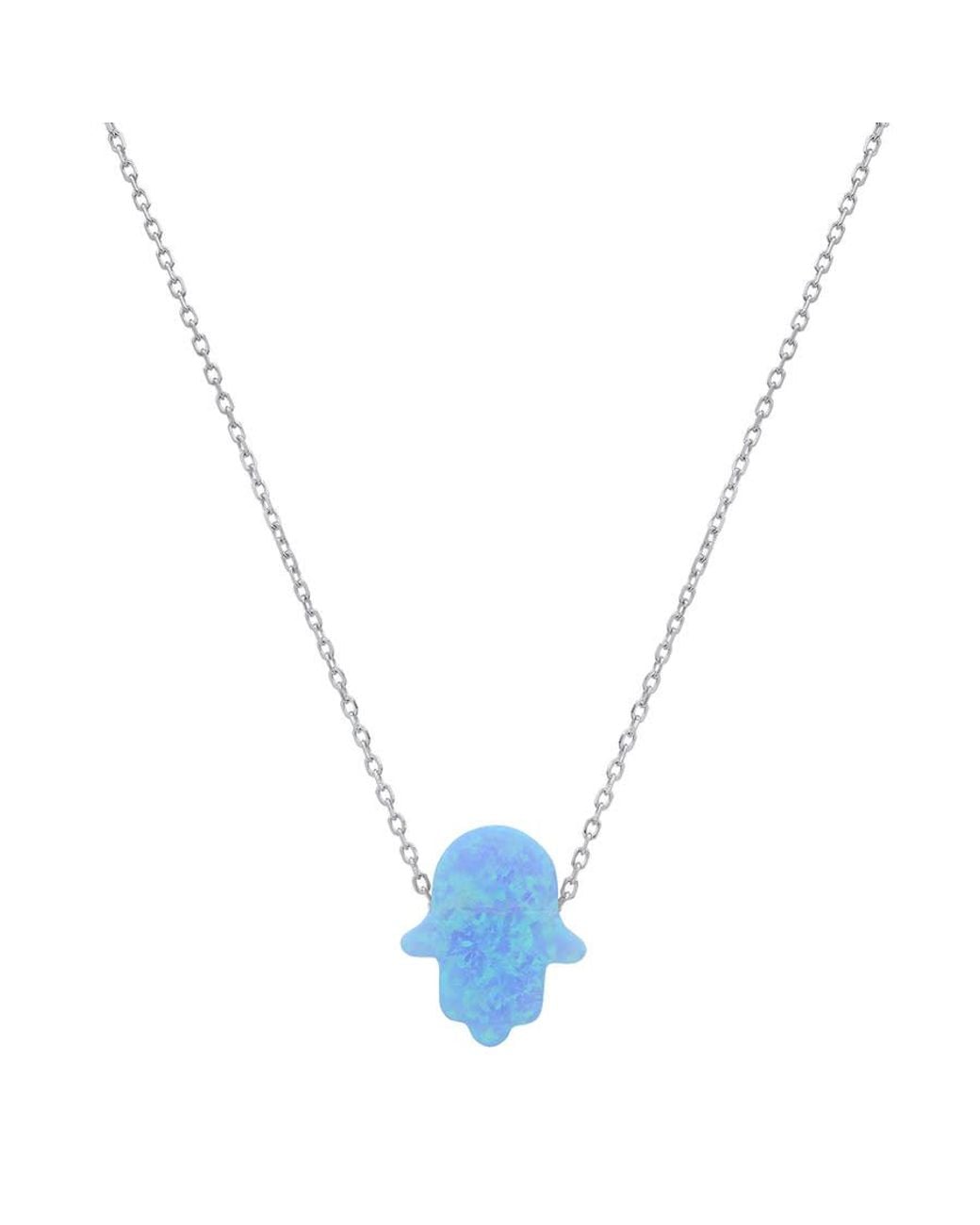 Kylie Harper Blue Sterling Opal Hamsa Necklace for men