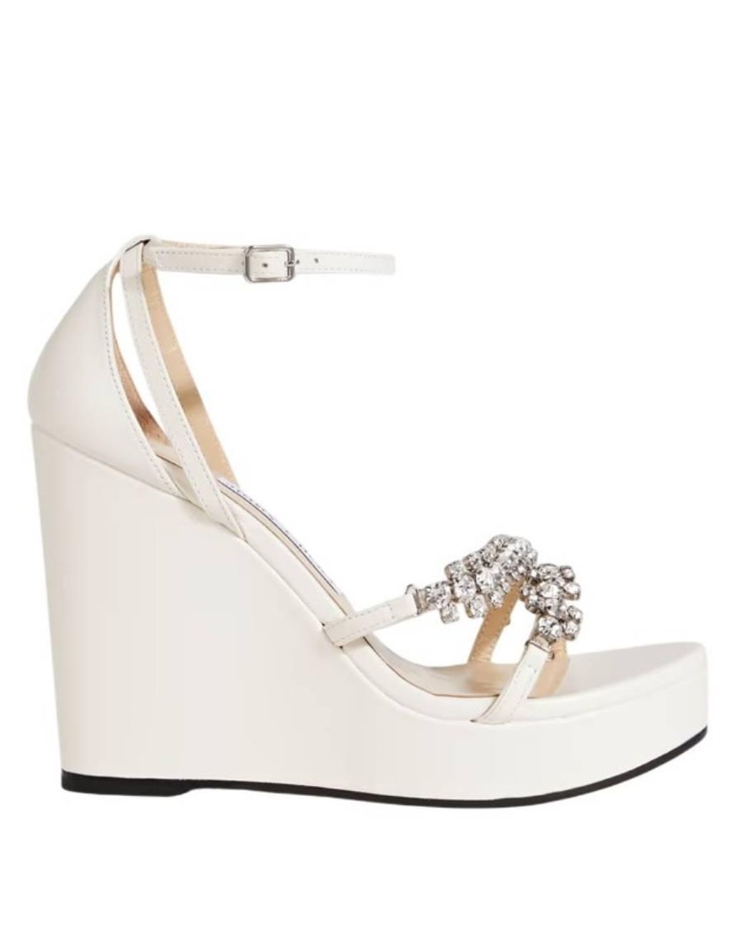 Jimmy Choo White Bing 120 Crystal-Embellished Wedges, Brand Size 38.5 Us