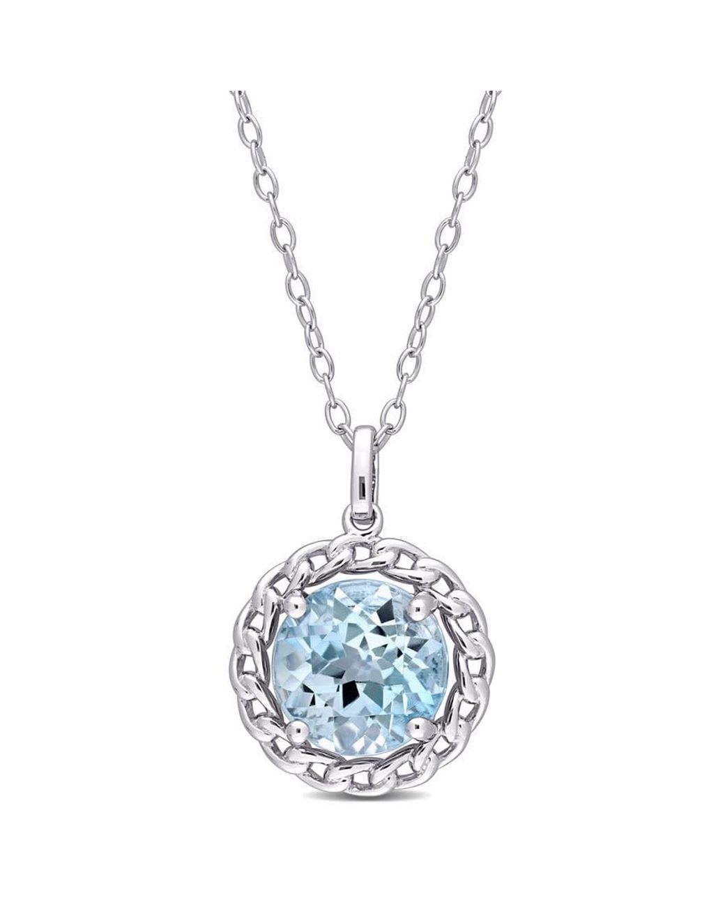 Amour Blue 3 1/2 Ct Tgw Sky Topaz Halo Pendant With Chain for men